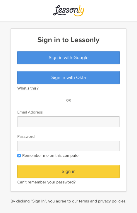 Lessonly Sign-in page